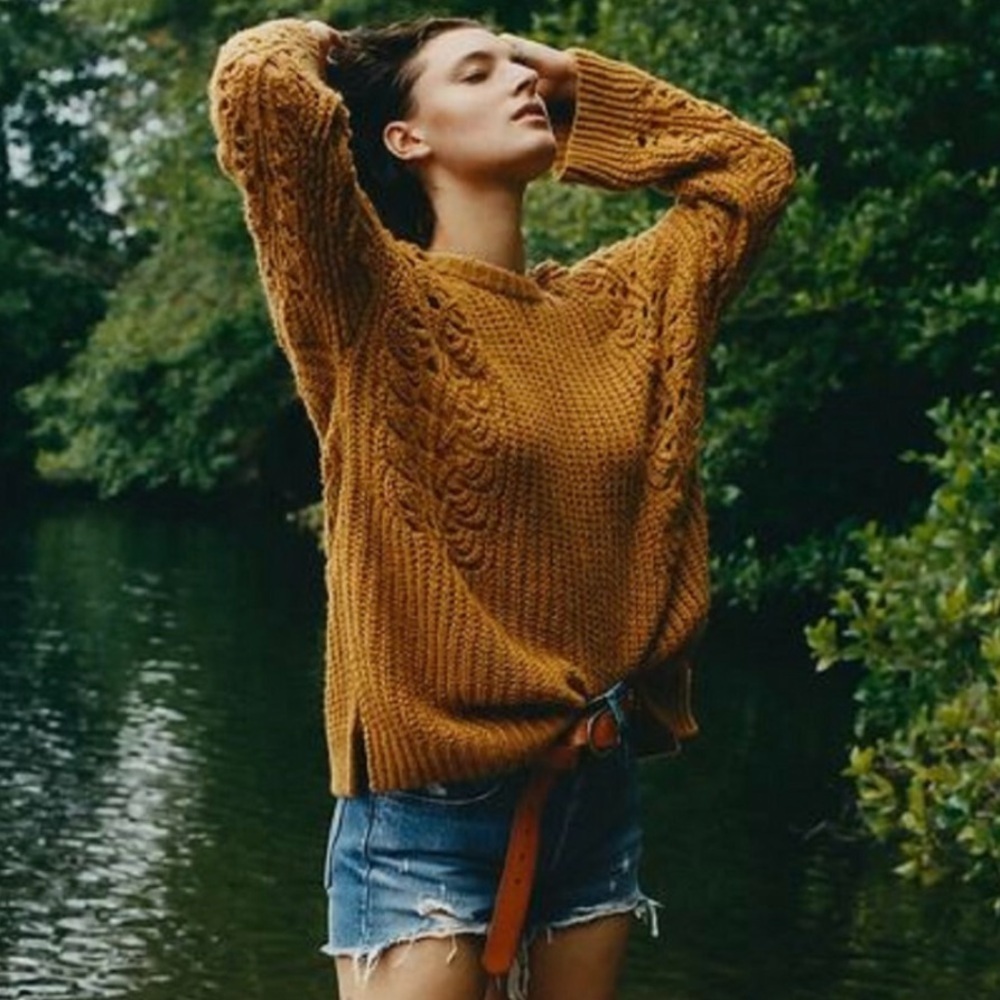 ANTHROPOLOGIE Pilcro Devenne Pointelle Oversized Sweater Tunic Size XS